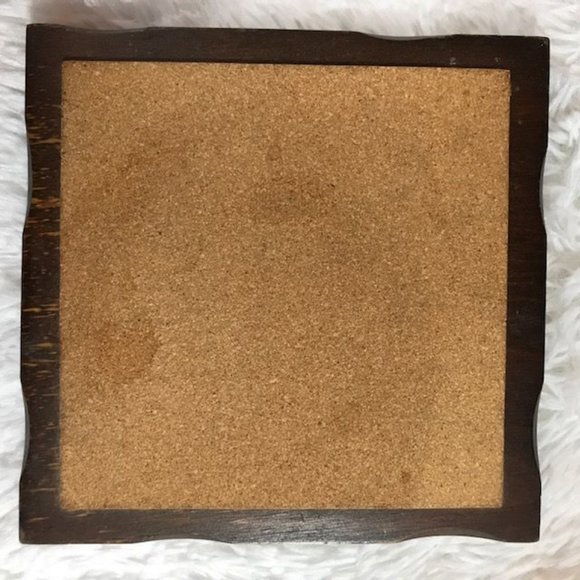 Vintage Set of 3 Large Beveled Genuine Wood & Cork Raised Trivets - Picture 5 of 7